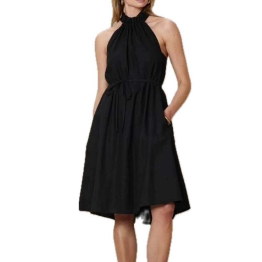 Banana Republic Black Halter Tie-Waist Midi Dress